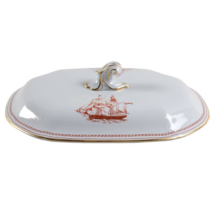 Trade Winds Red (Gold Trim) Lid for Oval Vegetable