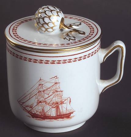 Trade Winds Red (Gold Trim) (2 Pc) Pot de Creme No Underplate