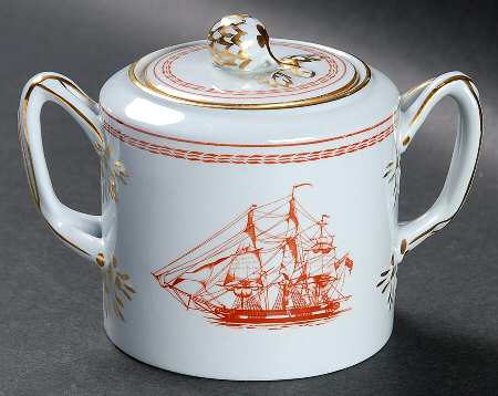 Trade Winds Red (Gold Trim) Mini Sugar Bowl & Lid