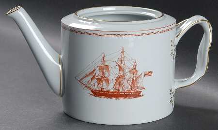 Trade Winds Red (Gold Trim) Teapot No Lid