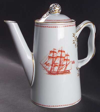 Trade Winds Red (Gold Trim) Small Coffee Pot & Lid