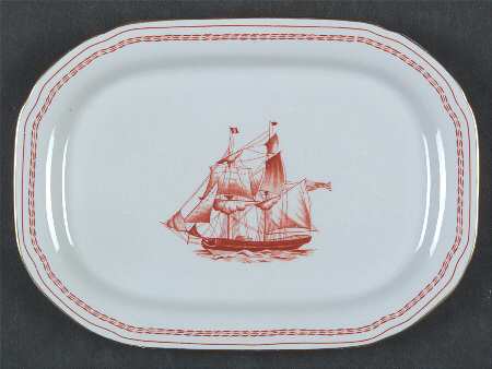 Trade Winds Red (Gold Trim) Relish/Gravy Underplate