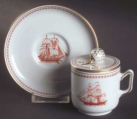 Trade Winds Red (Gold Trim) 3-Piece Pot de Creme with Underplate