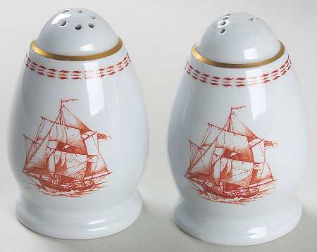 Trade Winds Red (Gold Trim) Salt & Pepper Set