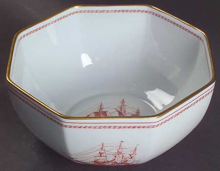 Trade Winds Red (Gold Trim) 6" Octagonal Vegetable Bowl