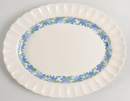 Valencia Blue Green (White Background) 12" Oval Serving Platter