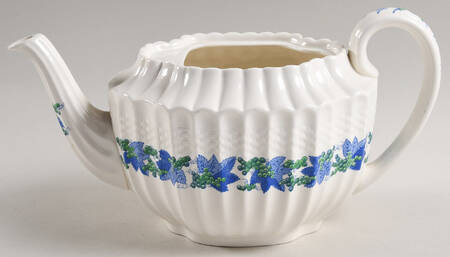 Valencia Blue Green (White Background) Teapot No Lid