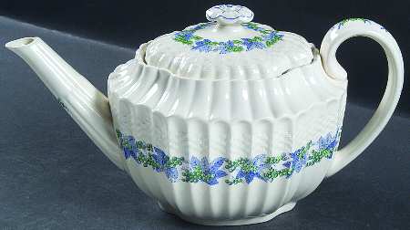 Valencia Blue Green (White Background) Teapot & Lid