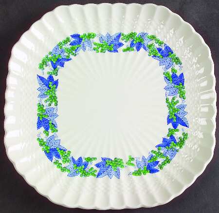 Valencia Blue Green (White Background) Square Luncheon Plate