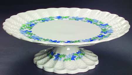 Valencia Blue Green (White Background) 8" Diameter Pedestal Cake Stand