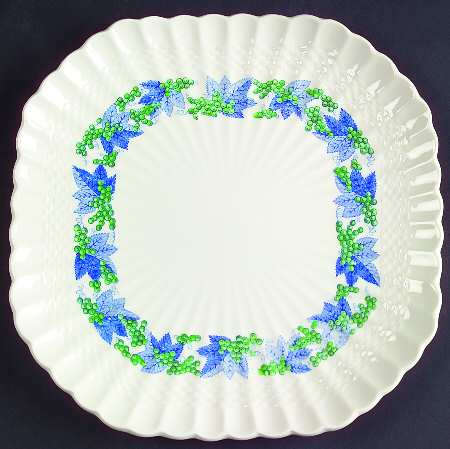 Valencia Blue Green (White Background) Square Luncheon Plate