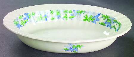 Valencia Blue Green (White Background) 9" Oval Vegetable Bowl