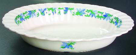 Valencia Blue Green (White Background) 11" Oval Vegetable Bowl