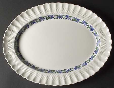 Valencia Blue Green (White Background) 17" Oval Serving Platter