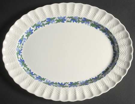 Valencia Blue Green (White Background) 14" Oval Serving Platter