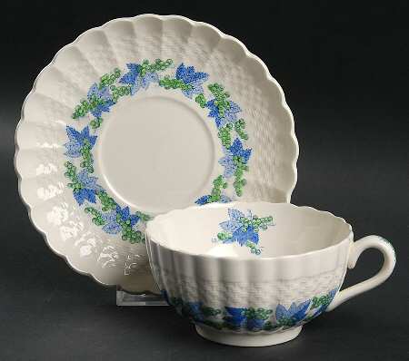 Valencia Blue Green (White Background) Oversized Cup & Saucer Set
