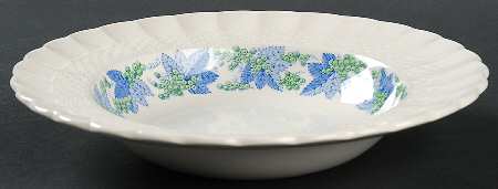 Valencia Blue Green (White Background) Rim Soup Bowl