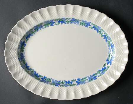 Valencia Blue Green (White Background) 13" Oval Serving Platter