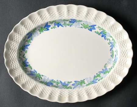 Valencia Blue Green (White Background) 11" Oval Serving Platter