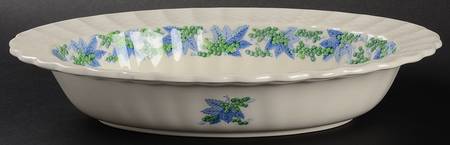 Valencia Blue Green (White Background) 10" Oval Vegetable Bowl