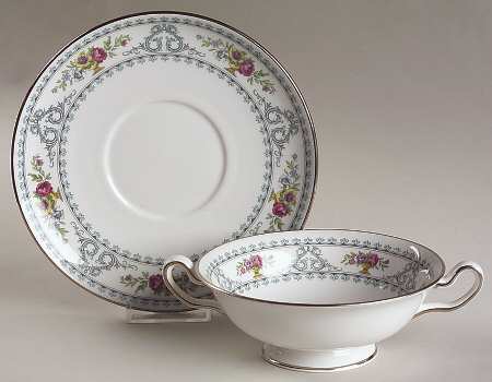 Versailles Footed Cream Soup Bowl & Saucer Set