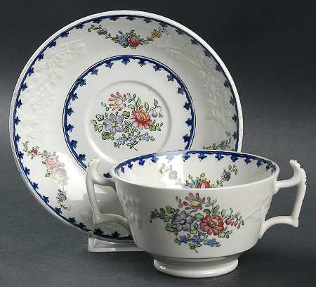 Vienna (Floral Center) Footed Bouillon Cup & Saucer