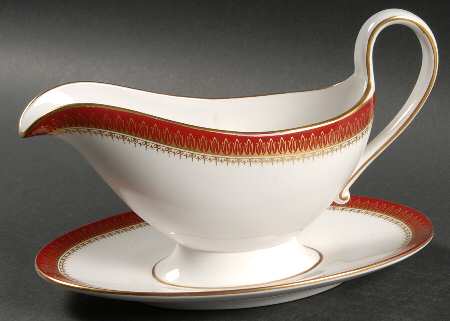 Viscount Maroon Gravy Boat with Attached Underplate