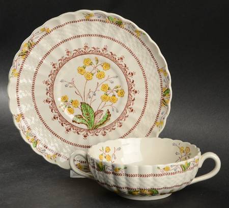 Wicker Dell Flat Cream Soup Bowl & Saucer Set