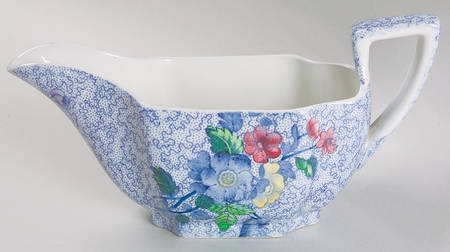 Wild Flower Blue Gravy Boat