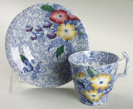 Wild Flower Blue Footed Demitasse Cup & Saucer Set