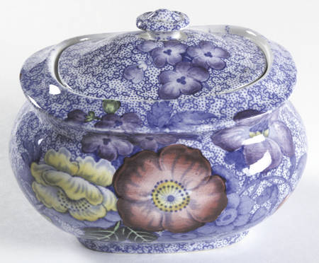 Wild Flower Blue Sugar Bowl & Lid