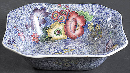 Wild Flower Blue 9" Square Vegetable Bowl
