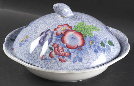 Wild Flower Blue Round Covered Vegetable