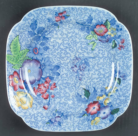 Wild Flower Blue Square Luncheon Plate