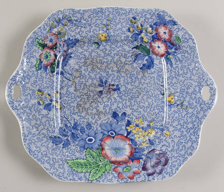 Wild Flower Blue Square Cake Plate