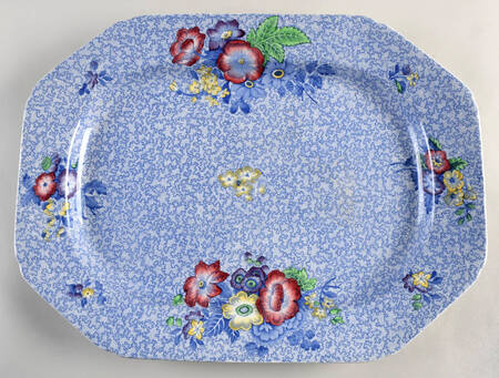 Wild Flower Blue 17" Oval Serving Platter