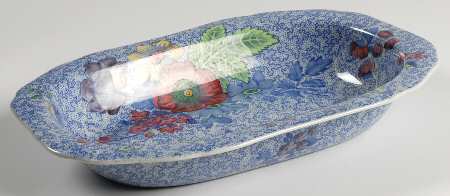 Wild Flower Blue 9" Oval Vegetable Bowl