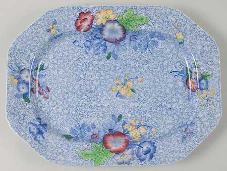 Wild Flower Blue 14" Oval Serving Platter