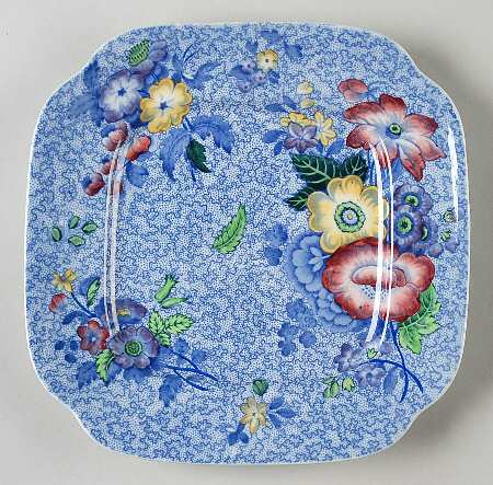 Wild Flower Blue Square Salad Plate