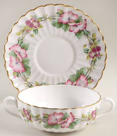 Wild Mallow Flat Cream Soup Bowl & Saucer Set