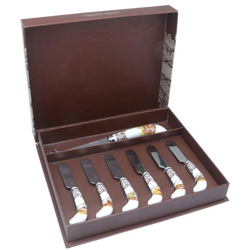 Woodland (7 Pc Motif) Cheese Knife & Spreader Set