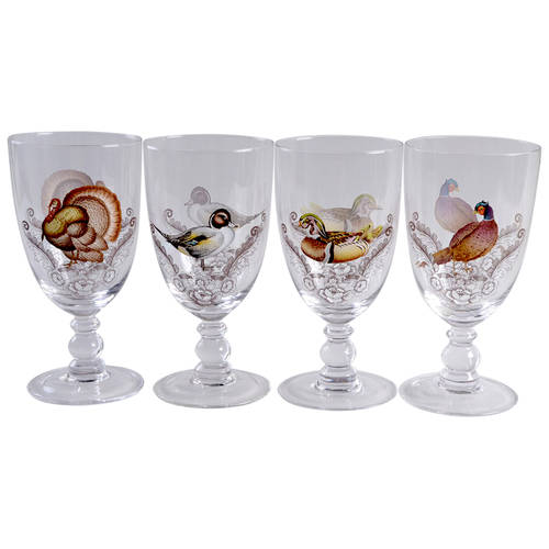 Woodland 16 Oz Glassware Goblet - Set of 4 Motifs