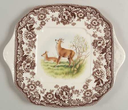 Woodland Square Handled Cake Plate