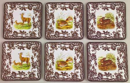 Woodland Square Corkback Coaster - Set of 6 Motifs