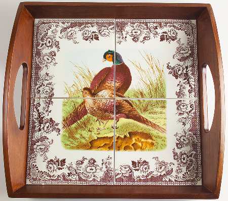 Woodland Wood Tote Tray with 4 Inserts