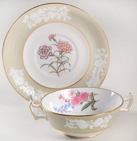Y2855 Footed Cream Soup Bowl & Saucer Set