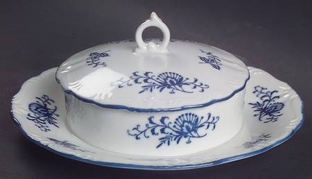Blue Dresden Round Covered Butter