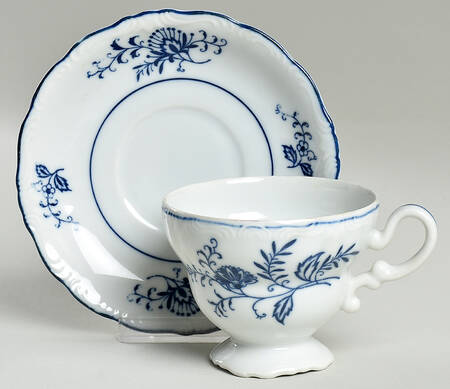 Blue Dresden Footed Cup & Saucer Set