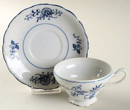 Blue Dresden Footed Cup & Saucer Set