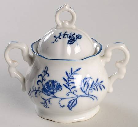 Blue Dresden Sugar Bowl & Lid